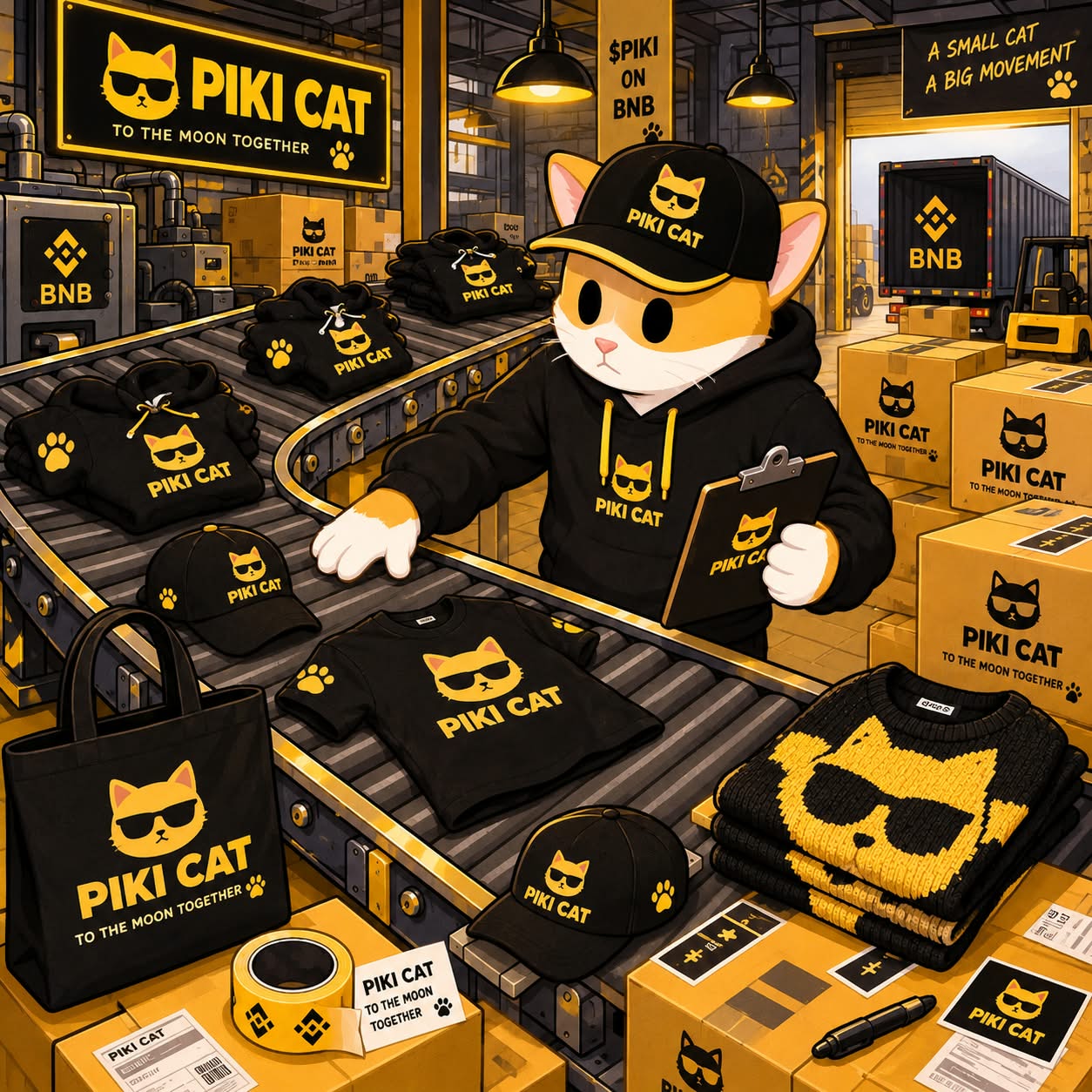 Cybernetic Piki Cat Floating in Space